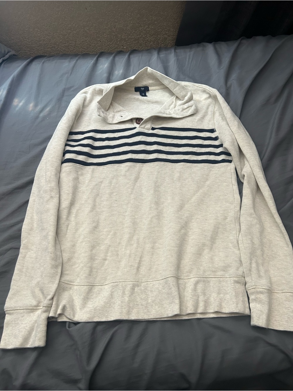 GAP Cream Pullover with Navy Horizontal Stripes